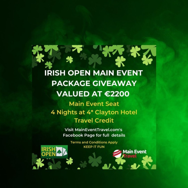 Have a go at winning a €2,200 Irish Open Main Event Package and get